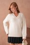 Oversized Soft Textured V-Neck Knitwear Sweater Aw25Kz0069 - 6
