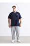 Navy Blue Large Size Printed Combed Cotton Men's T-Shirt - 6