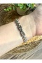 Stylish Silver Women's Wristwatch with Round White Stone Inside - 3