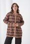 Long Sleeve Stylish Wide Patterned Knitwear Jacket with Front Buttons and Pockets Suitable for Women's Hijab - 3