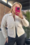 Ecru Zippered Pocket Detailed Bearded Cardigan - 8