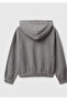 Girl's anthracite melange glitter embroidered ribbed sweatshirt - 2