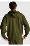 Men's Khaki Green 100% Cotton Slim Fit Zippered Hooded Sweatshirt - 3