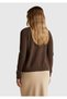 Women's dark brown 100% merino crew neck cardigan - 3