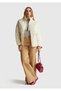 Women's Cream Zippered Pocket Mock Neck Quilted Coat - 5