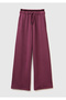 Women's Plum Modal Blend Pocketed Lace-Up Waist Wide Leg Sweatpants - 2