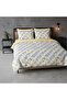 Double Duvet Cover Set with Elastic Fitted Sheet Kırkyama Yellow - 3