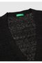 Women's black alpaca and wool blend ribbed button cardigan - 7