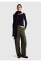 Women's Dark Green 100% Viscose All-Over Patterned Elastic Waist Trousers - 5