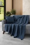 Set of 2 Knitted Throw Pillow Covers & Tv Blanket - Shoulder & Armrest Cover Set - Indigo