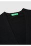 Women's Black Wool and Cashmere Blend Ribbed Detailed Buttoned Cardigan - 7