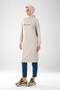 Women's Stone Color Zippered High Collar Pocketed Soft Textured Hijab Sports Tunic Dress _2290 - 6