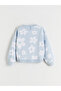 Alita City Lcw Kids Blue Floral Patterned Girls' Knit Sweater with a Difference - 3
