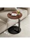 Small C-Shaped Wooden Side Table with Metal Frame, Walnut - 3