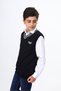 Black Boy's V-Neck Knitwear School Sweater - Striped Detail - 2
