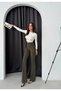 Women's Khaki High Waist No Pocket Shaping / Sculpting Flared Scuba Fabric Casual Leggings Pants - 6