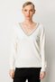 V-Neck Sweater with Stone Collar - 4