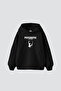 Psychotic Printed Oversized Unisex Black Hoodie - 2