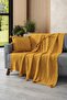 Set of 2 Pom-Pom Knitwear Knitted Throw Pillow Cover & Tv Blanket - Shoulder & Sofa Wrap Set - Mustard
