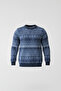 Men's Crew Neck Patterned Sweater - 4