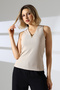 V-Neck Metal Accessory Sleeveless Blouse - 2