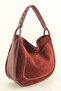 Women's Burgundy Casual Real Suede Shoulder Bag - 2