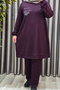 Women's Hijab Clothing Plus Size Pocket Stone Embroidered Double Suit - 2