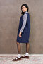 Short Navy Blue Square Neck Casual Gilet - 3
