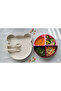 Little Teddy Bear Nutrition Set |   Divided Food Plate & Cutlery Set Pink-Cream - 2