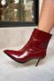 Miyo Burgundy Leather Pointed Toe Women's Heeled Boots