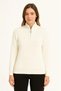 Women's Half Zip Knit Sweater – Thessaloniki Knit, Stand Collar, Cotton Woven, Oversize Long Sleeve - 2