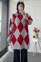 Baklava Pattern Soft Knitwear Women's Sweater – Red - 2