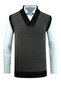Men's Shawl Collar Knitwear Black Sweater with Dot Pattern Classic Fit - 5250H - 2
