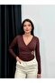 Women's Buckled Double-Breasted V-Neck Long Sleeve Blouse Zyn-58822