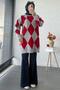 Baklava Pattern Soft Knitwear Women's Sweater – Red - 4