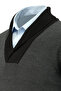 Men's Shawl Collar Knitwear Black Sweater with Dot Pattern Classic Fit - 5250H - 4