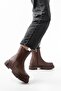 812-2012 Brown Luna Zippered Casual Women's Boots