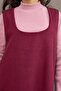 Short Burgundy Square Neck Casual Cardigan - 5