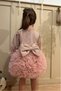 Powder Sparkle Fabric Tutu Skirted Bow Long Sleeve Girls' Baby Girl Dress - 3
