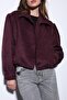 Burgundy Suede Look Bomber Women's Jacket - 6