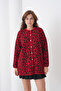 Midi Length Long Sleeve Front Buttoned Leopard Patterned Sporty Stylish Knitwear Jacket Suitable for Women's Hijab - 3