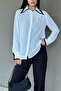Women's Oversized Collar and Cuff Paneled Two Thread Shirt