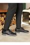 Men's Genuine Leather Rubber Sole Black Lace-Up Casual Shoes - 2