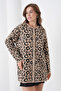 Midi Length Long Sleeve Front Buttoned Leopard Patterned Sporty Stylish Knitwear Jacket Suitable for Women's Hijab - 7