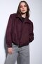 Burgundy Suede Look Bomber Women's Jacket - 3