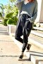 Black Pocketed Washable Elasticated and Tied Waist Shalwar Cotton Trousers 95 30 - 3