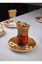 12 Piece Luxury Glass Tea Set for 6 People with Gold Detailing, Gold Color Embroidered Luxury Tea Set - 2