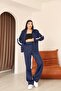 Women's Navy Blue Side Striped Detail Tracksuit Set