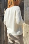 Italian Ecru V-Neck Soft Textured Alpaca Casual Sweater 60 55 - 2
