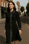 Maxi Length Pleated Buttoned Woven Dress with Belt Detail AW25EL0016 - 7
